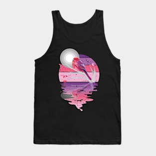 Vintage cute bird reflected on lights of moon Tank Top